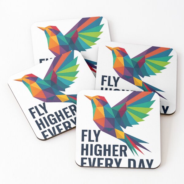 Item preview, "Abstract Geometric Bird Polygon Art – Motivational Flight Quote Design | Colorful Vector Digital Illustration" designed and sold by NatureNookTees.