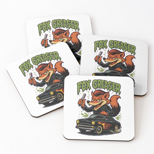 Item preview, Greaser Fox with Flame Cruiser designed and sold by Nibble & Doodle.