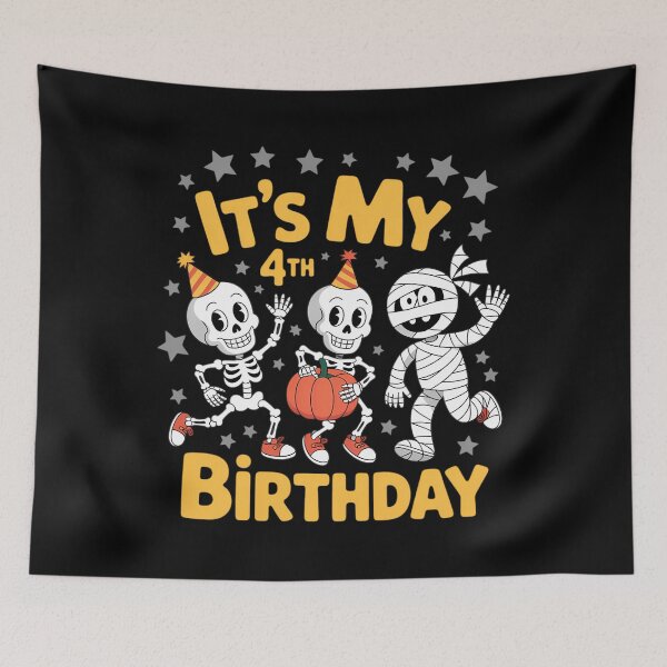 Item preview, It's My 4th Birthday Boy Funny Skeleton Pumpkin Halloween designed and sold by Bandikonsalez.