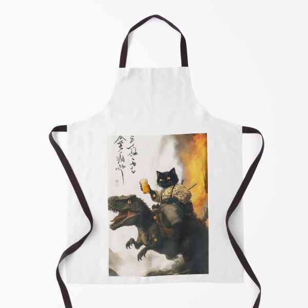 Item preview, Samurai Cat Riding Dinosaur with Beer Funny Epic Design designed and sold by margamPagenberg.