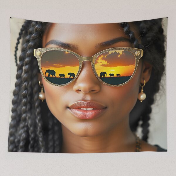 Item preview, Sexy Black Woman in Safari Sunglasses designed and sold by Huskyyy Designs.