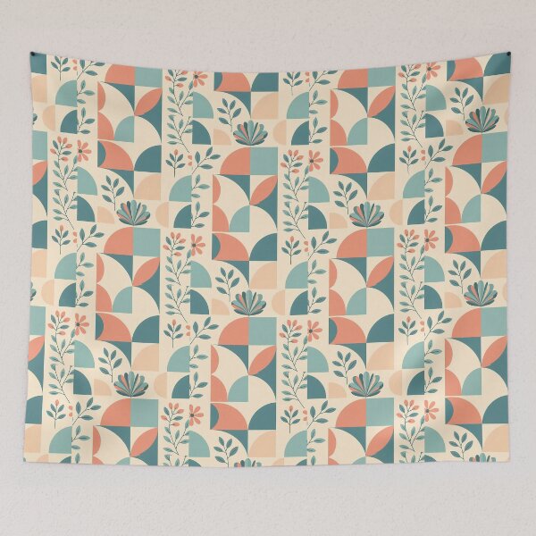 Item preview, Pastel Geometric Floral Flower Leaves, Light  Theme, Stylize, Repeated Texture Pattern (image size 8320x12480) designed and sold by Digital-Davinci.