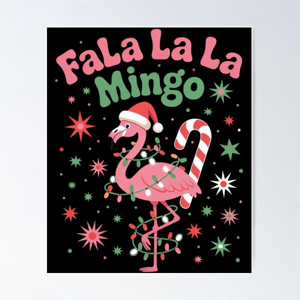Item preview, Christmas Pink Flamingo Fa La La La Mingo designed and sold by Bandikonsalez.
