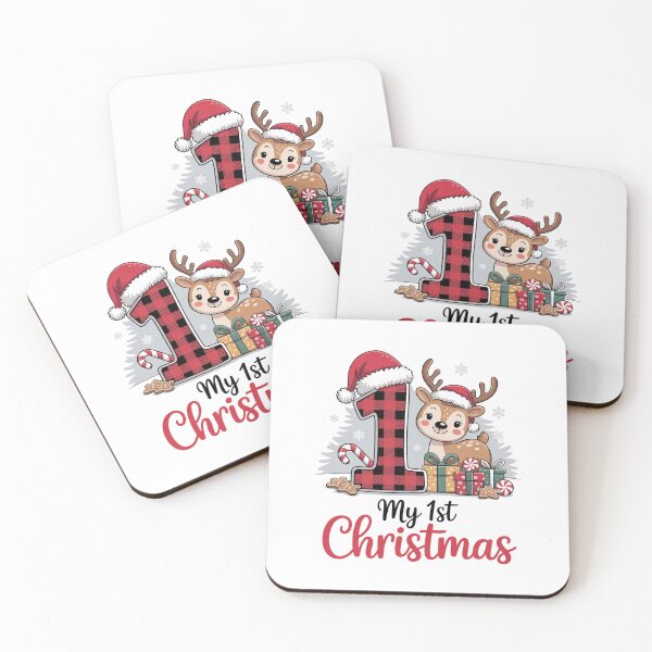 Item preview, My First Christmas Baby 1st Xmas Plaid Reindeer Santa Hat Sublimation designed and sold by AmparoBoyle.