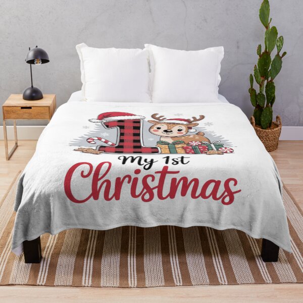 Item preview, My First Christmas Baby 1st Xmas Plaid Reindeer Santa Hat Sublimation designed and sold by AmparoBoyle.