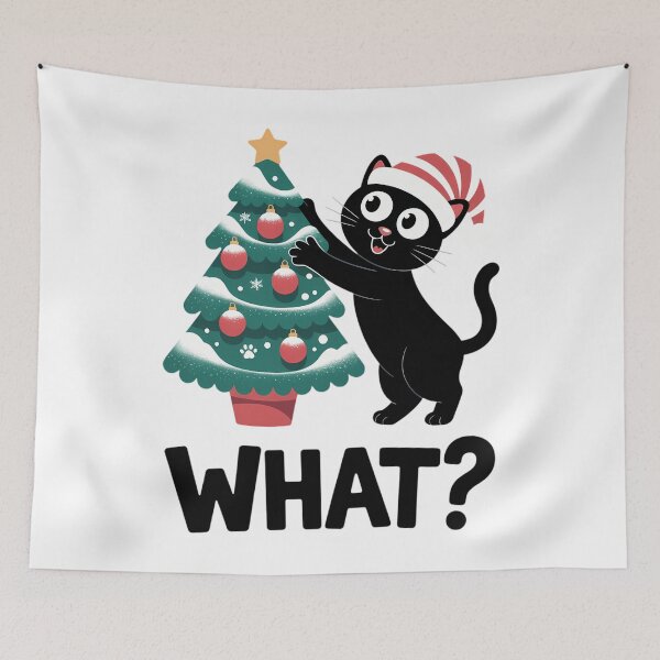 Item preview, Black Cat Gift Pushing Christmas Tree Over Cat What designed and sold by TyraYoung.
