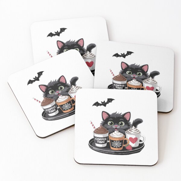 Item preview, Black Cat Halloween Iced Coffee Cups Fall Pumpkin Kitten designed and sold by TyraYoung.