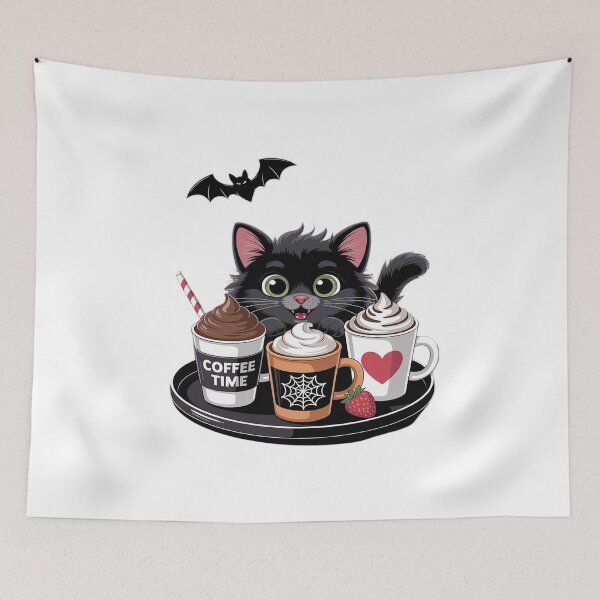 Item preview, Black Cat Halloween Iced Coffee Cups Fall Pumpkin Kitten designed and sold by TyraYoung.