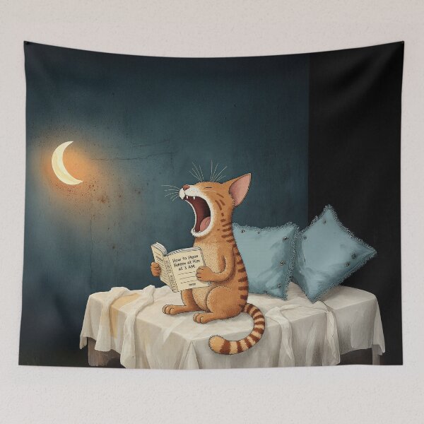 Item preview, Cat Reading Under the Moon designed and sold by Whimsical Hug.