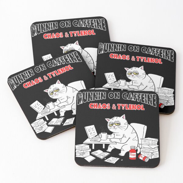 Item preview, Running on caffeine chaos and Tylenol - Tylenol humor designed and sold by Youngkev-arts.