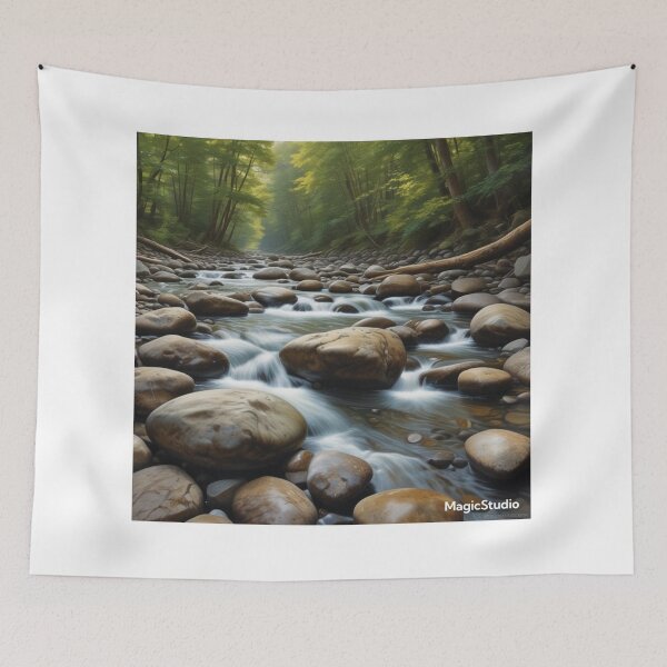 Item preview, Nature’s Flow – Cascading Stream Through Forest Stones designed and sold by NaomiRut.