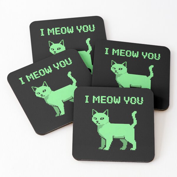 Item preview, I Meow You  Neon Green Pixel Cat designed and sold by Linework Studio.