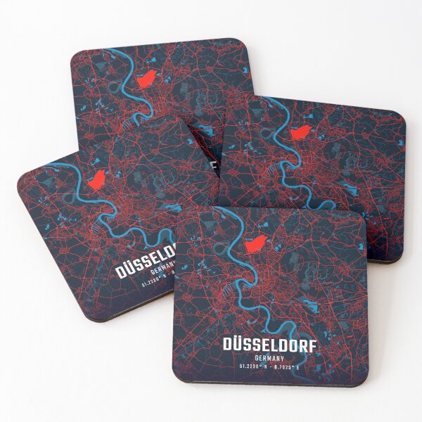 Item preview, Düsseldorf Red & Blue Minimalist Map designed and sold by HomeLivingCo.