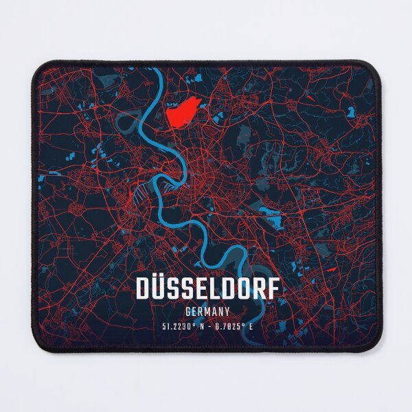 Item preview, Düsseldorf Red & Blue Minimalist Map designed and sold by HomeLivingCo.