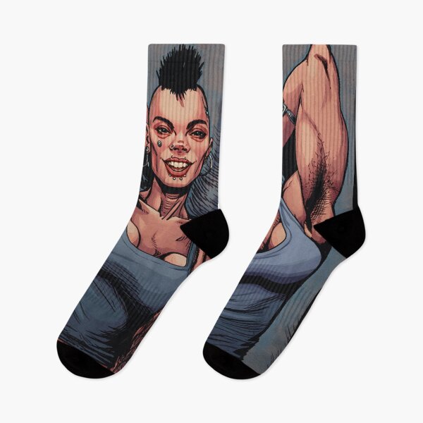 Item preview, Two Punk Muscle gym girls with hairy armpits posing illustration comic book art designed and sold by Vintage Designs +.