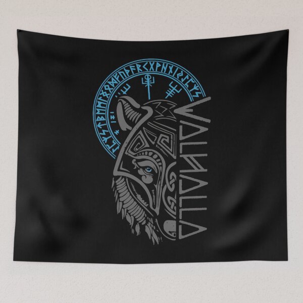 Item preview, Valhalla Wolf Mask Odin Runes Norse Compass Viking 		 designed and sold by cohernirit8.