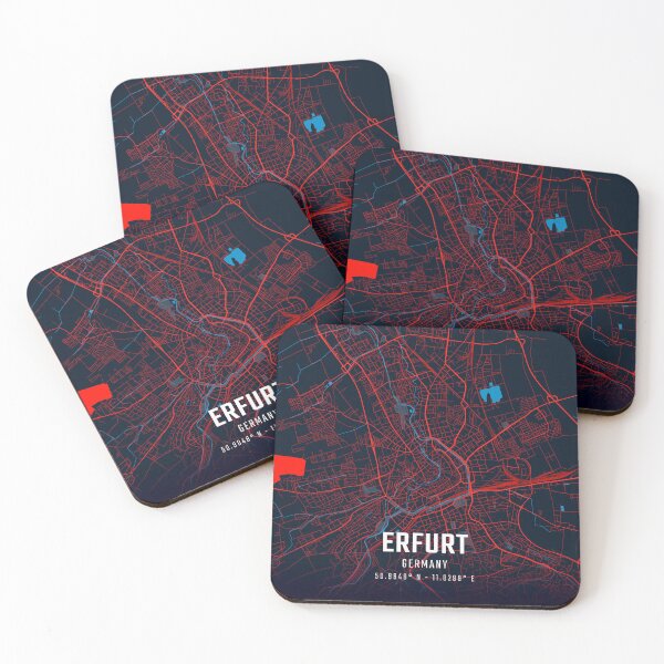 Item preview, Erfurt Red & Blue Minimalist Map designed and sold by HomeLivingCo.