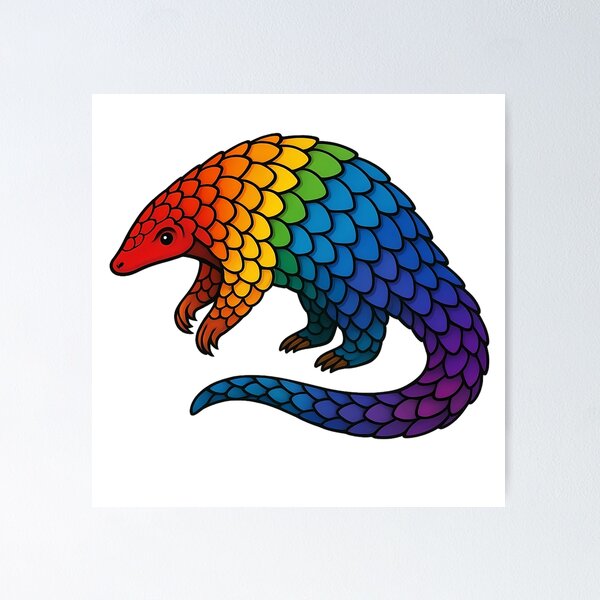Item preview, Rainbow Pangolin Art – Colorful Wildlife Illustration designed and sold by DreamiCanvas.