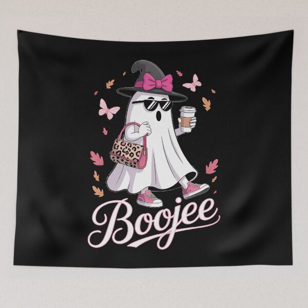 Item preview, Boo Jee Ghost Drinking Coffee Coquette Bow Halloween designed and sold by papertaless.