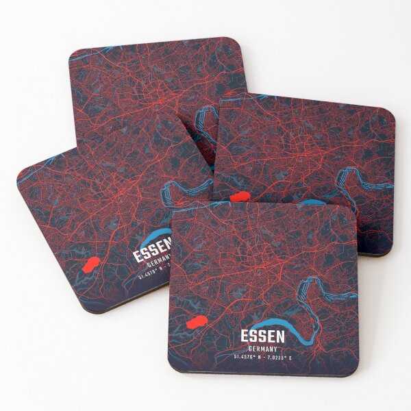 Item preview, Essen Red & Blue Minimalist Map designed and sold by HomeLivingCo.