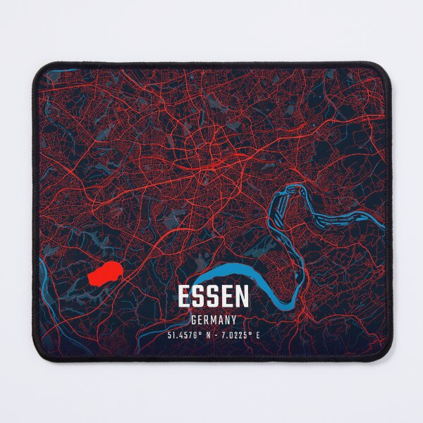 Item preview, Essen Red & Blue Minimalist Map designed and sold by HomeLivingCo.