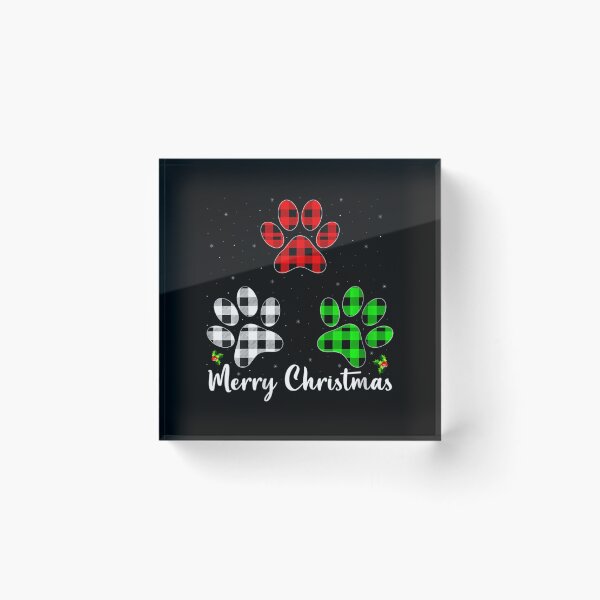 Item preview, 	s Puppy Dog Lover Buffalo Plaid Dog Paw Print Merry Christmas 	 		 designed and sold by chaynyunonav.