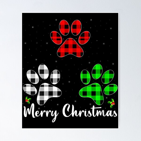 Item preview, 	s Puppy Dog Lover Buffalo Plaid Dog Paw Print Merry Christmas 	 		 designed and sold by chaynyunonav.