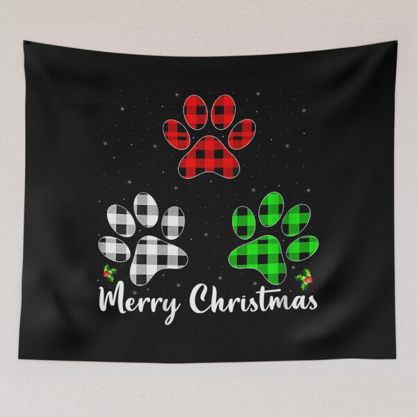 Item preview, 	s Puppy Dog Lover Buffalo Plaid Dog Paw Print Merry Christmas 	 		 designed and sold by chaynyunonav.