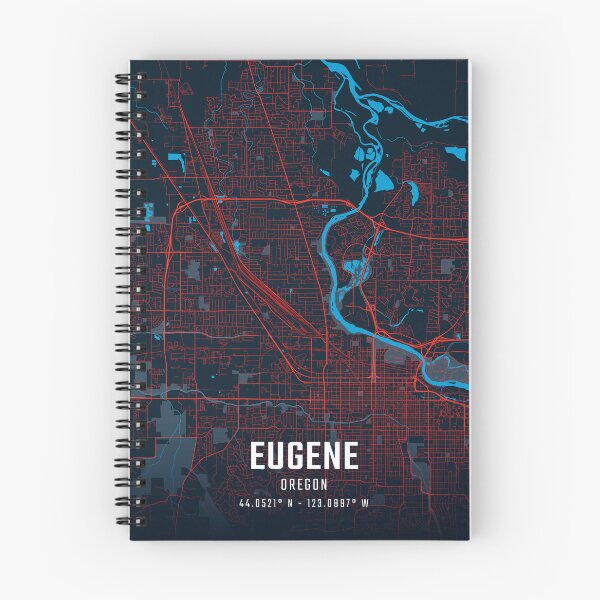 Item preview, Eugene Red & Blue Minimalist Map designed and sold by HomeLivingCo.