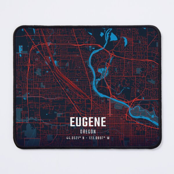 Item preview, Eugene Red & Blue Minimalist Map designed and sold by HomeLivingCo.