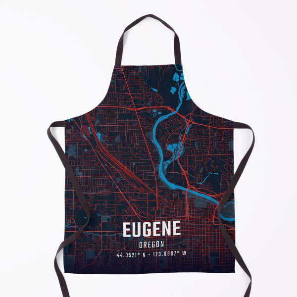 Item preview, Eugene Red & Blue Minimalist Map designed and sold by HomeLivingCo.