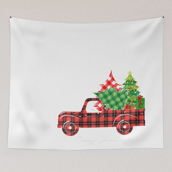 Item preview, 	s Merry Xmas Leopard Buffalo Truck Tree Red Plaid 	 		 designed and sold by kaltsusabaet.