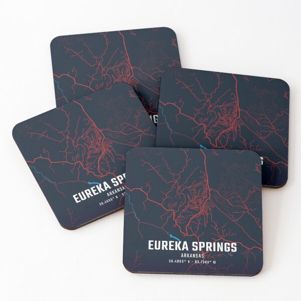 Item preview, Eureka Springs Red & Blue Minimalist Map designed and sold by HomeLivingCo.