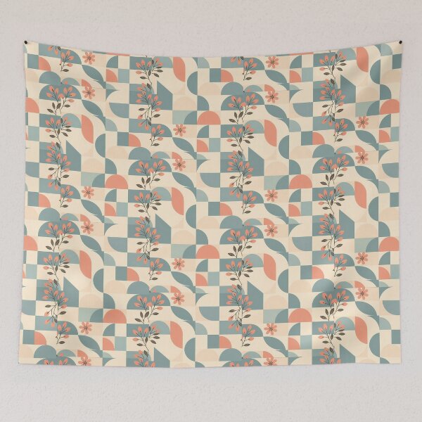 Item preview, Pastel Geometric Floral Flower Leaves, Light  Theme, Stylize, Repeated Texture Pattern (image size 8320x12480) designed and sold by Digital-Davinci.