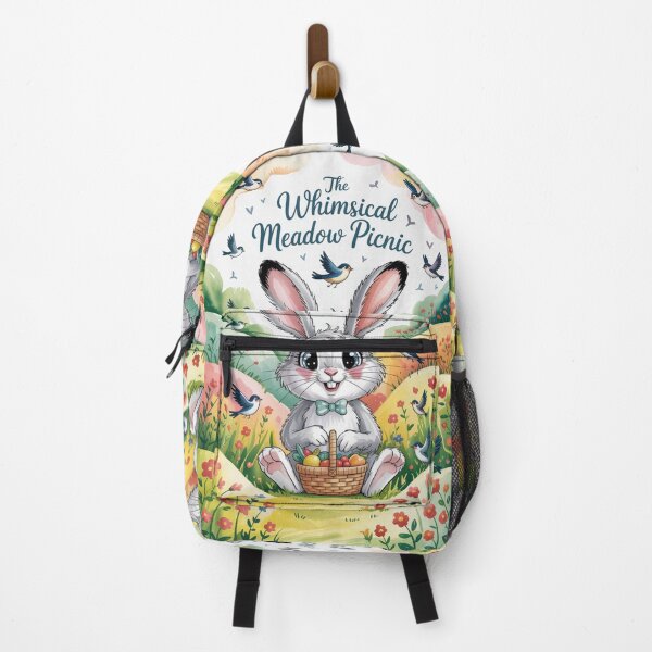Item preview, Whimsical Bunny Picnic in Pastel Meadow – Watercolor Illustration designed and sold by Syrupulse.