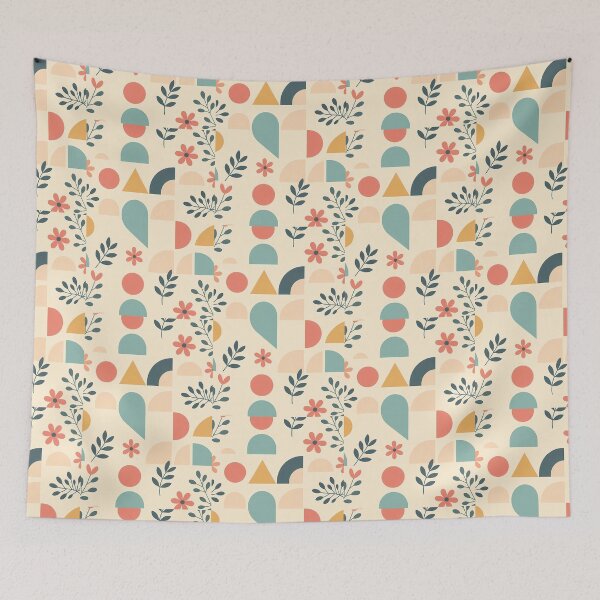 Item preview, Pastel Geometric Floral Flower Leaves, Light  Theme, Stylize, Repeated Texture Pattern (image size 8320x12480) designed and sold by Digital-Davinci.