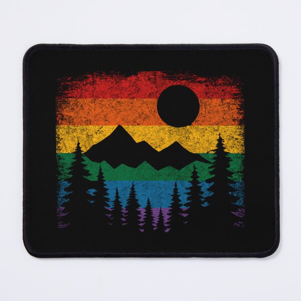 Item preview, Retro Rainbow Mountain Forest LGBTQ Pride Sunset designed and sold by Mason-Pride.