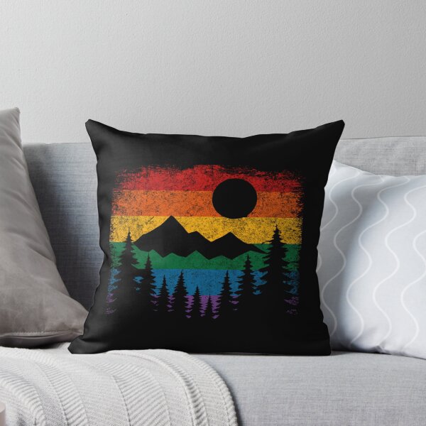 Item preview, Retro Rainbow Mountain Forest LGBTQ Pride Sunset designed and sold by Mason-Pride.