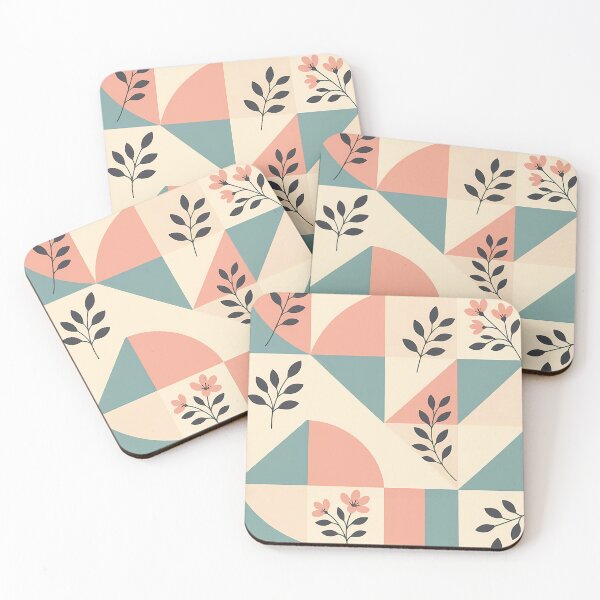 Item preview, Pastel Geometric Floral Flower Leaves, Light  Theme, Stylize, Repeated Texture Pattern (image size 8320x12480) designed and sold by Digital-Davinci.