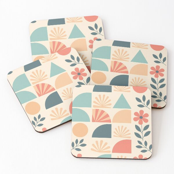 Item preview, Pastel Geometric Floral Flower Leaves, Light  Theme, Stylize, Repeated Texture Pattern (image size 8320x12480) designed and sold by Digital-Davinci.