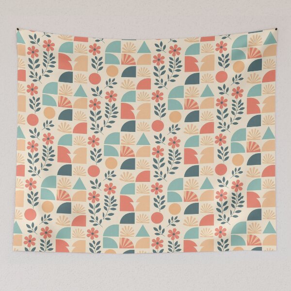 Item preview, Pastel Geometric Floral Flower Leaves, Light  Theme, Stylize, Repeated Texture Pattern (image size 8320x12480) designed and sold by Digital-Davinci.
