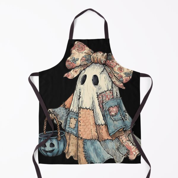 Artikelvorschau, Patchwork Ghost Shirt – Vintage Halloween T-Shirt mit Blumenschleife entworfen und verkauft von TakadaArata4if6.