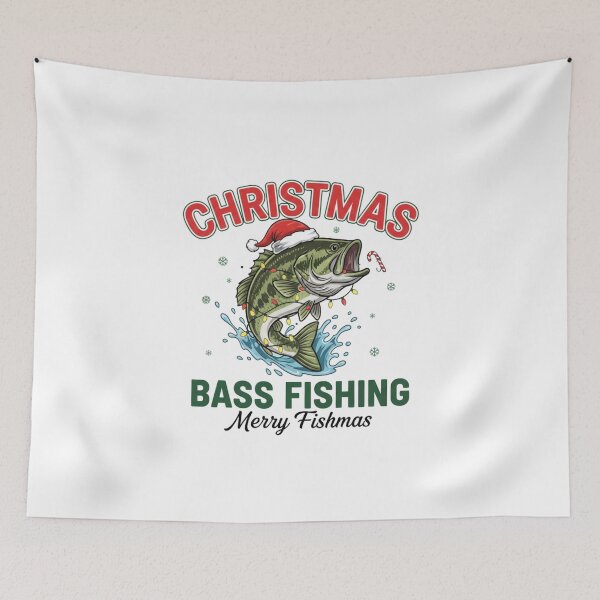 Item preview, Merry Fishmas Bass Fishing | Funny Christmas Fishing T-Shirt designed and sold by Wear Sculpt.