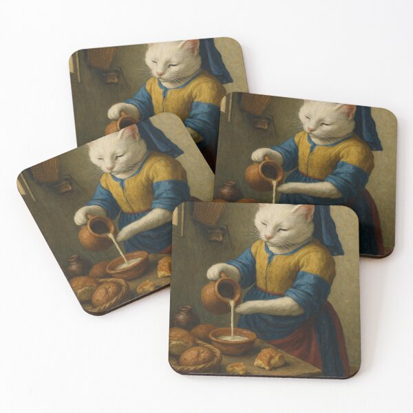 Item preview, Milkmaid Meow: Dutch Golden Cat Pouring Milk designed and sold by Ocelot-T.