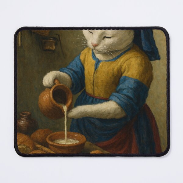 Item preview, Milkmaid Meow: Dutch Golden Cat Pouring Milk designed and sold by Ocelot-T.