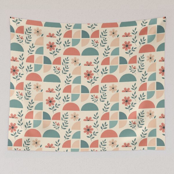 Item preview, Pastel Geometric Floral Flower Leaves, Light  Theme, Stylize, Repeated Texture Pattern (image size 8320x12480) designed and sold by Digital-Davinci.