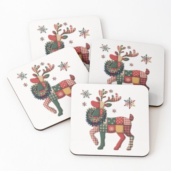 Item preview, Christmas Reindeer Vintage Patchwork designed and sold by Cute & Sassy Custom Gifting Boutiques.
