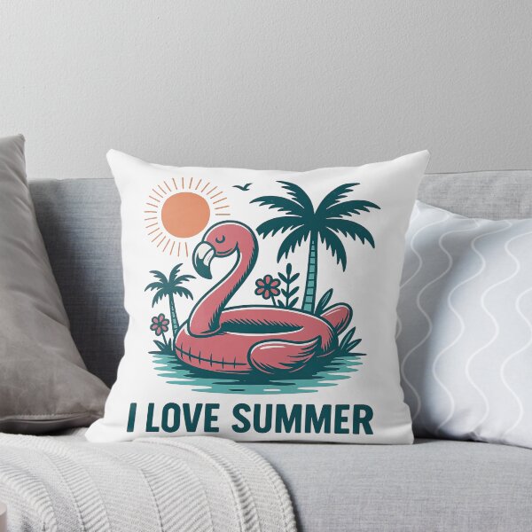Item preview, I Love Summer Flamingo Pool Float Retro Beach Design designed and sold by ArtfulWeave.