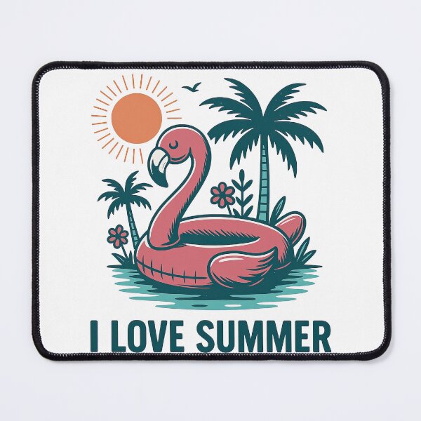 Item preview, I Love Summer Flamingo Pool Float Retro Beach Design designed and sold by ArtfulWeave.