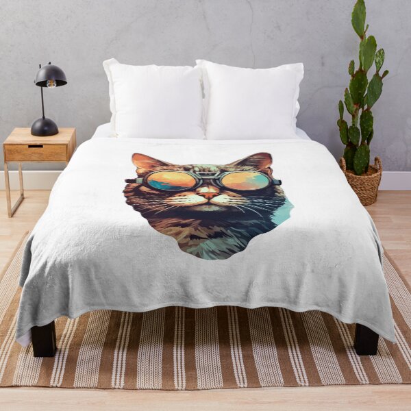 Item preview, Cool Cat with Sunglasses – Retro Aesthetic Cat Art designed and sold by DreamAndInk.